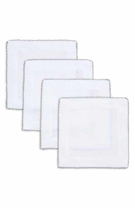 Tina Chen Designs Picot Edge Set of 4 Linen Cocktail Napkins