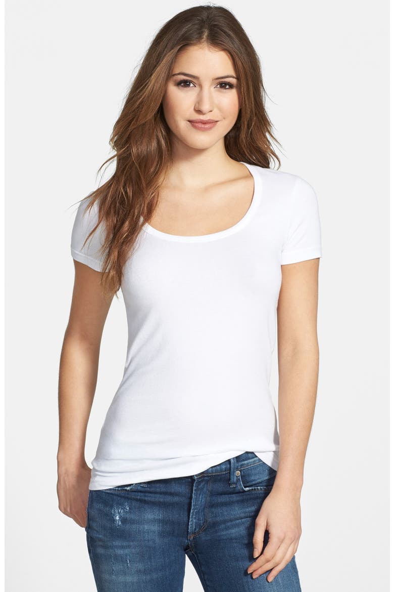 Short Sleeve Scoop Neck Tee, Main, color, WHITE