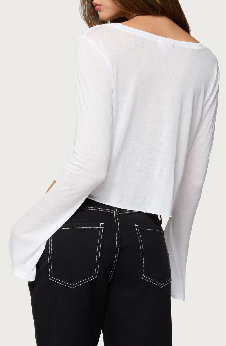 EDIKTED Catalena Sheer Long Sleeve Top, Alternate, color, White