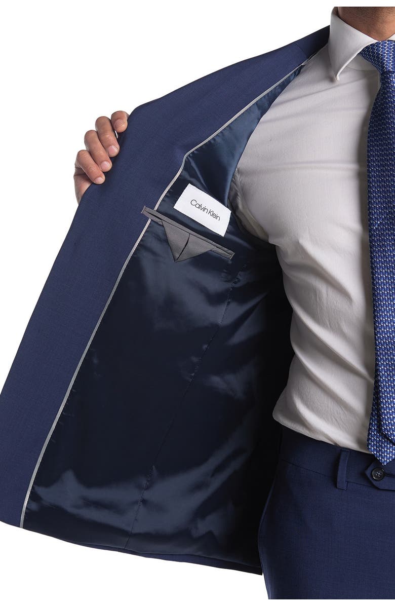 Calvin Klein Blue Solid Two Button Notch Lapel Suit, Alternate, color, 