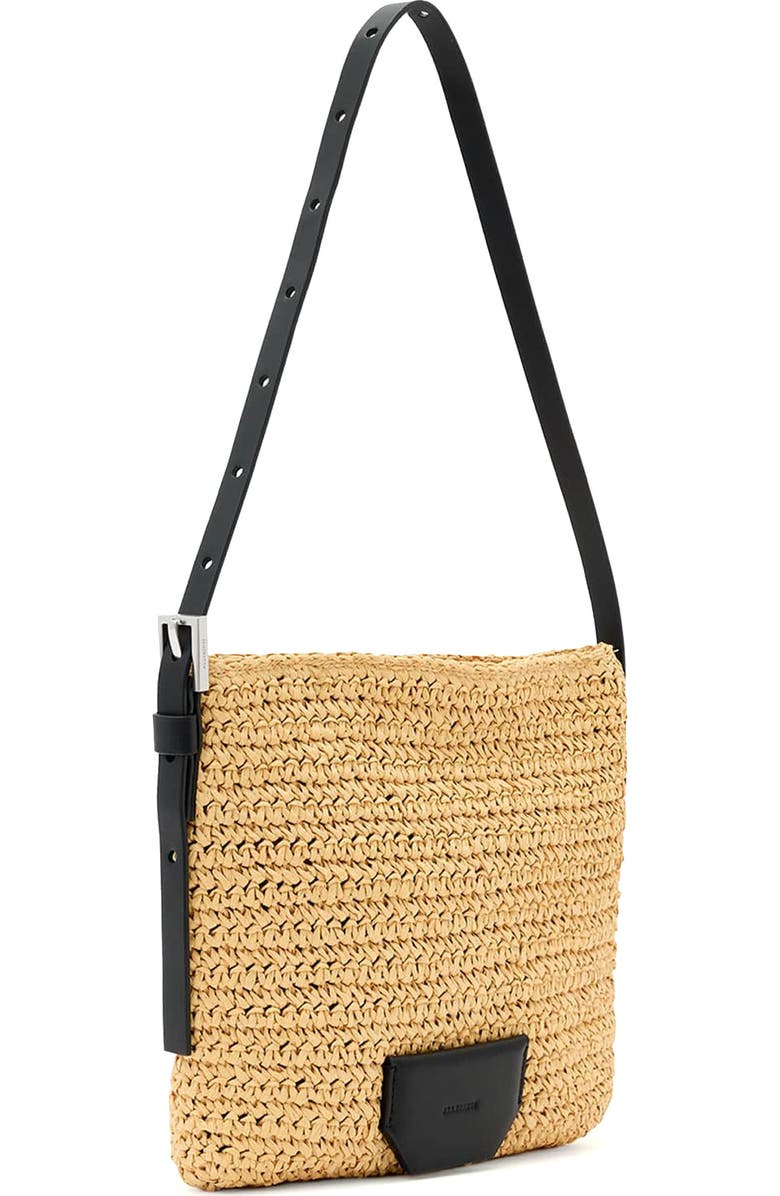 AllSaints Mini Asha Paper Straw Shoulder Bag, Alternate, color, Natural