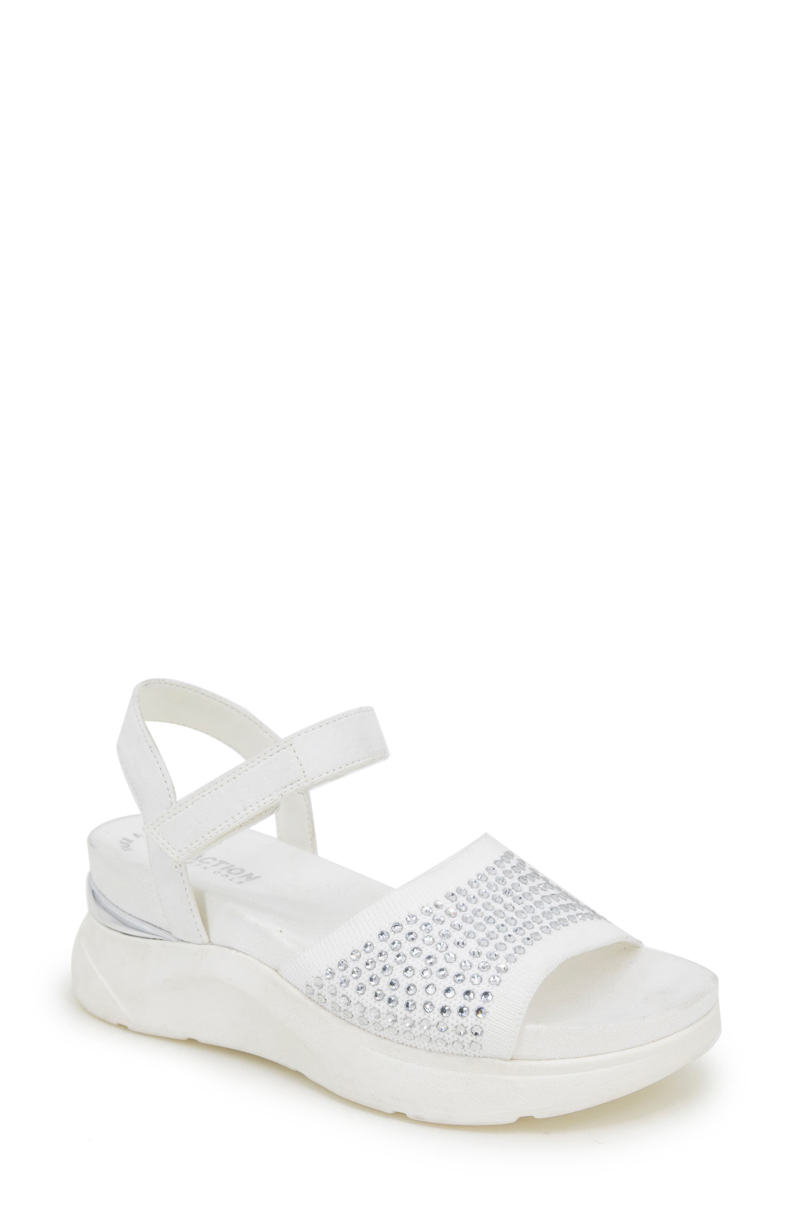 Reaction Kenneth Cole Hera Crystal Platform Sandal, Main, color, White Jewel