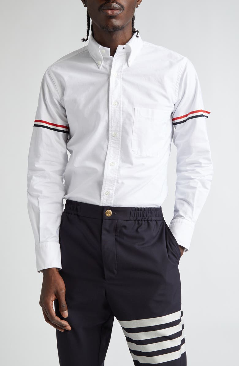 Thom Browne Classic Cotton Poplin Button-Down Shirt, Main, color, White