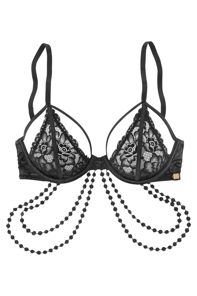 Strappy Lace Unlined Bra, Alternate, color, Black