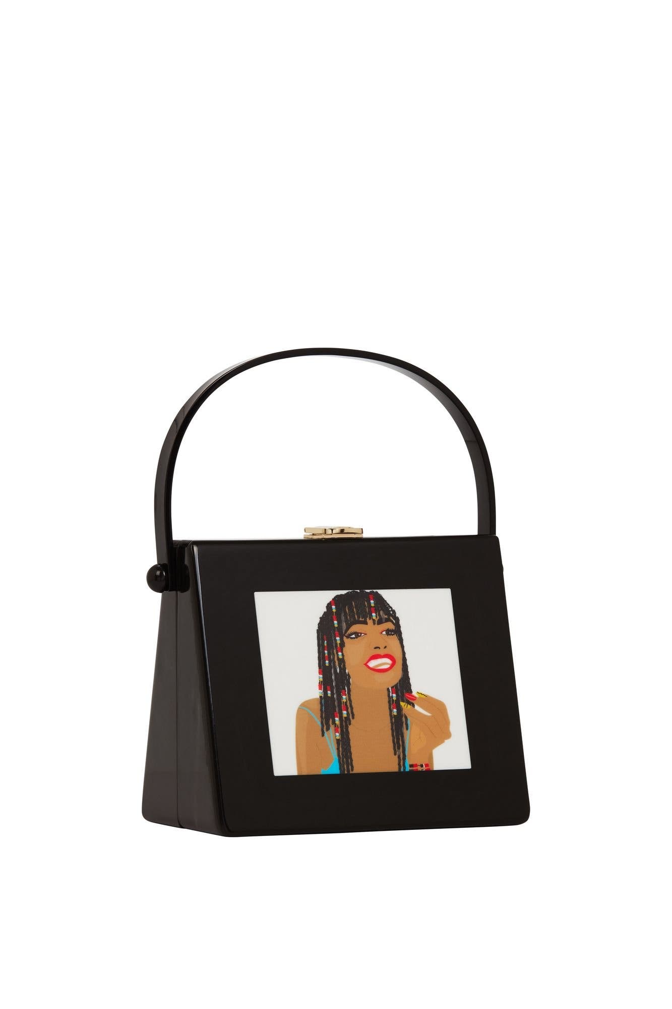 Désirée Acrylic Top Handle Bag, Main, color, Black