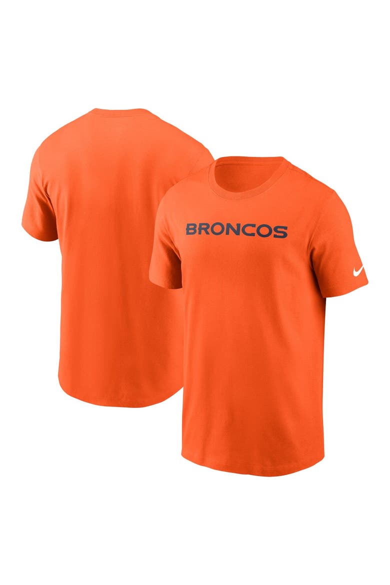 Men's Nike Orange Denver Broncos Primetime Wordmark Essential T-Shirt, Alternate, color, Orange