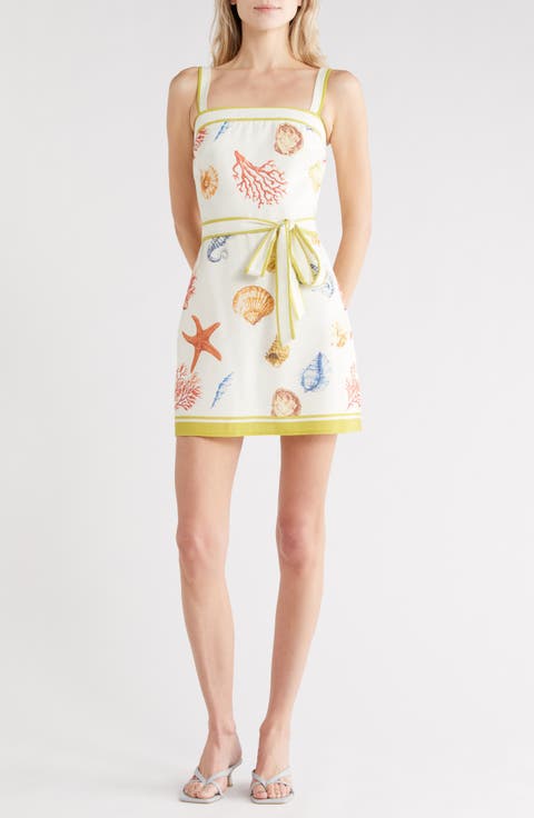 Seashell Print Belted Minidress