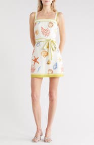 FLYING TOMATO Seashell Print Belted Minidress