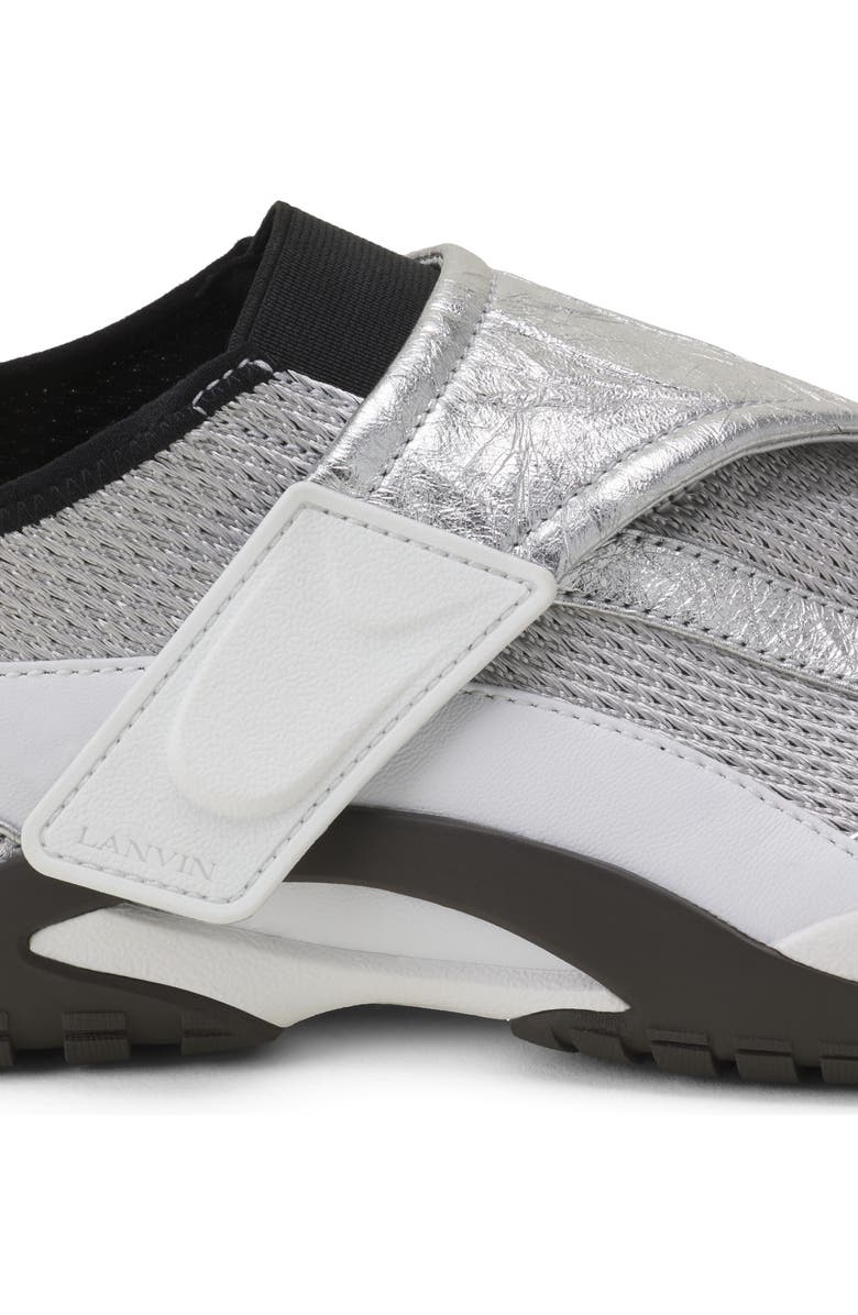 Lanvin Lnv1 Sneakers In Crinkled Metallic Leather, Alternate, color, Black/Silver