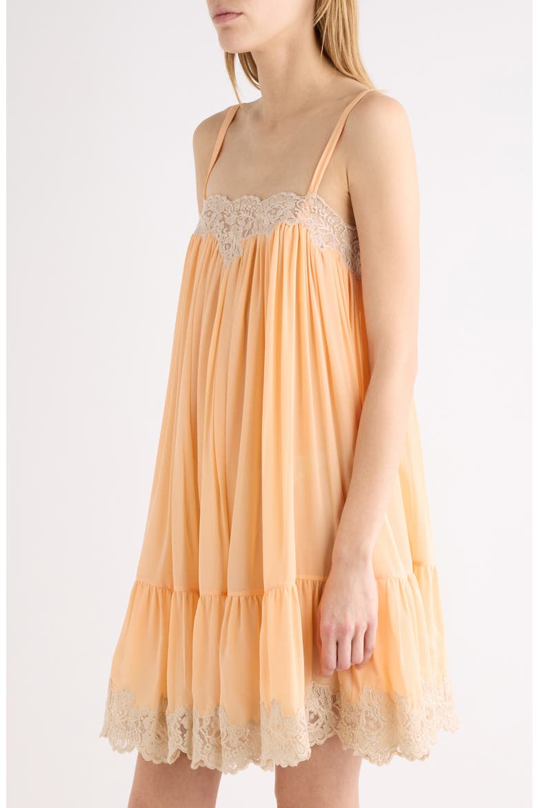 Organic Silk Georgette Minidress, Alternate, color, PEACH ORANGE