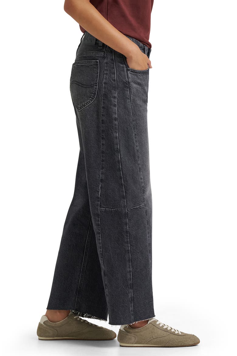 Rider Low Slung Barrel Leg Jeans, Alternate, color, CHARRED BLACK