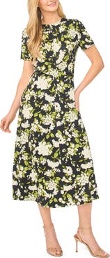 Ted Baker Chelsea Twist Front Floral Knit Midi Dress