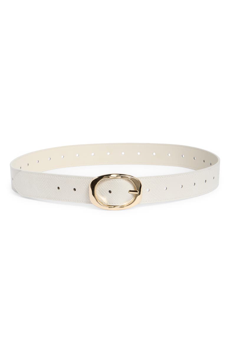 Steve Madden Textured Faux Leather Belt, Main, color, Cream-Cream