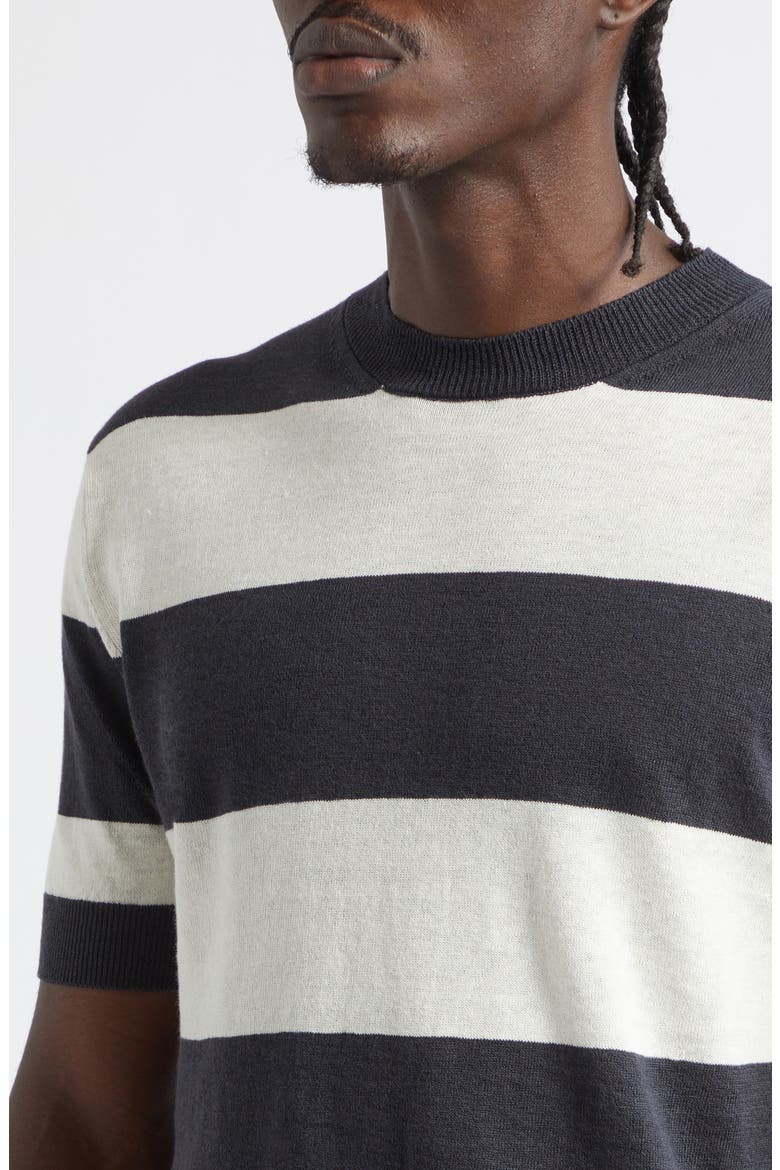 Stripe Linen & Cotton T-Shirt, Alternate, color, ECRU CHARCOAL