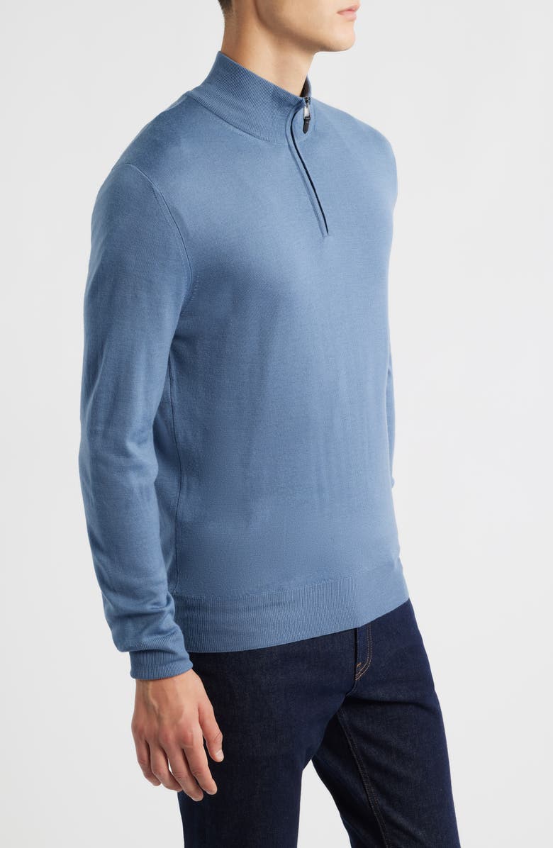 Canali Quarter Zip Wool Blend Sweater, Alternate, color, Blue