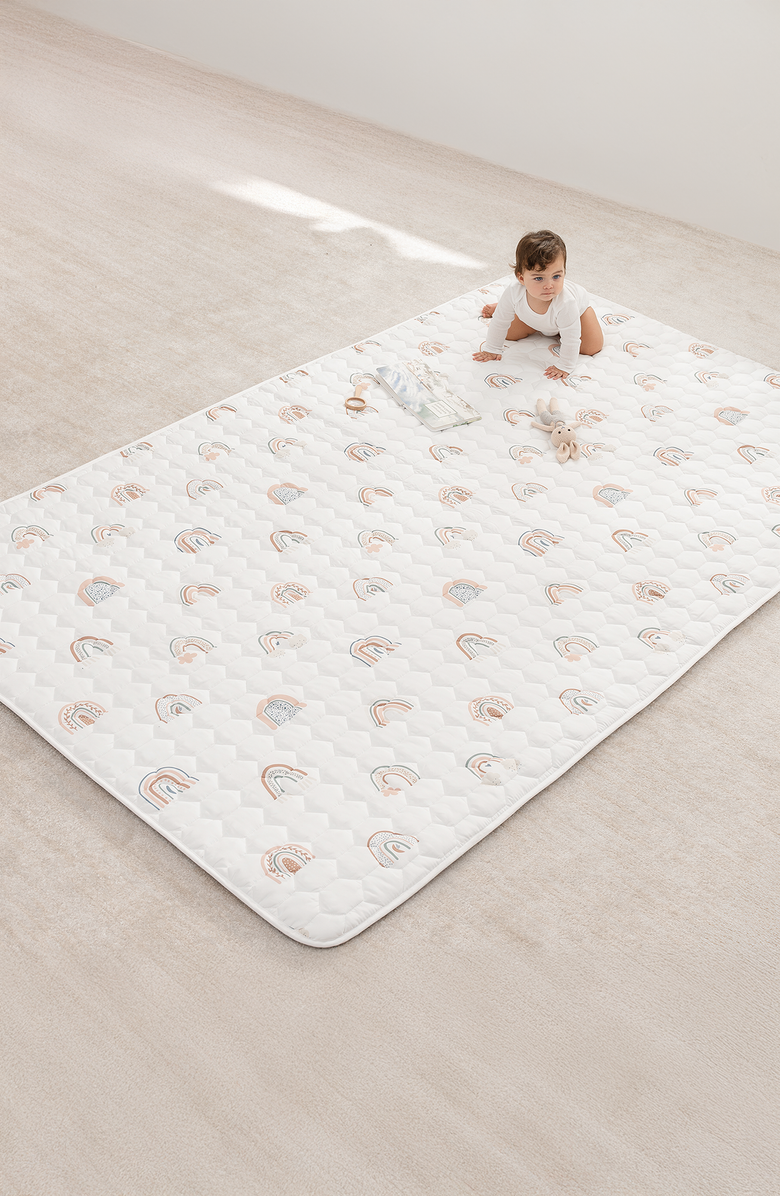 Comfy Cubs Premium Play Mat with Non-Slip Bottom, Rectangle, Alternate, color, Rainbow