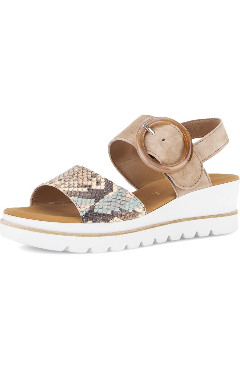 Gabor Ankle Strap Wedge Sandal, Main, color, Sand