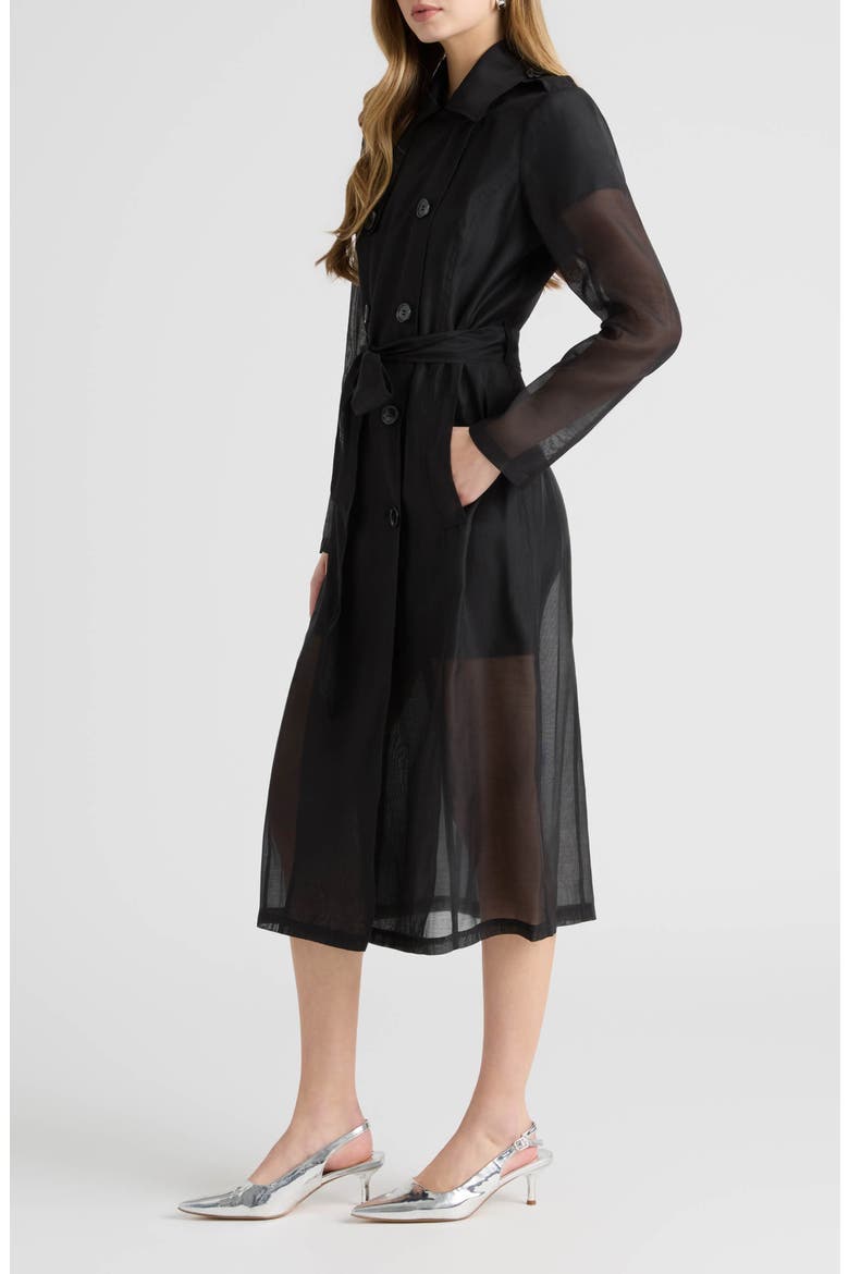 Sheer Trench Coat, Alternate, color, BLACK