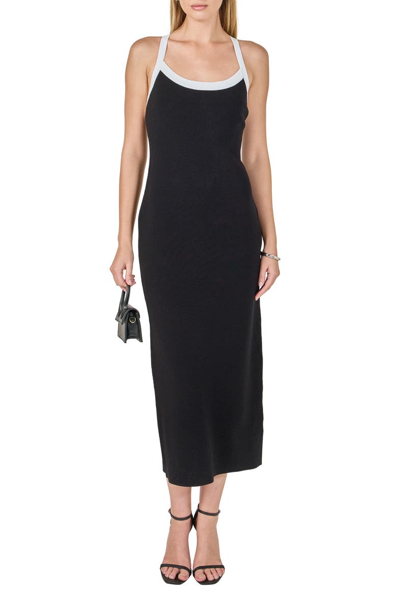 Crossback Knit Midi Dress, Main, color, BLACK