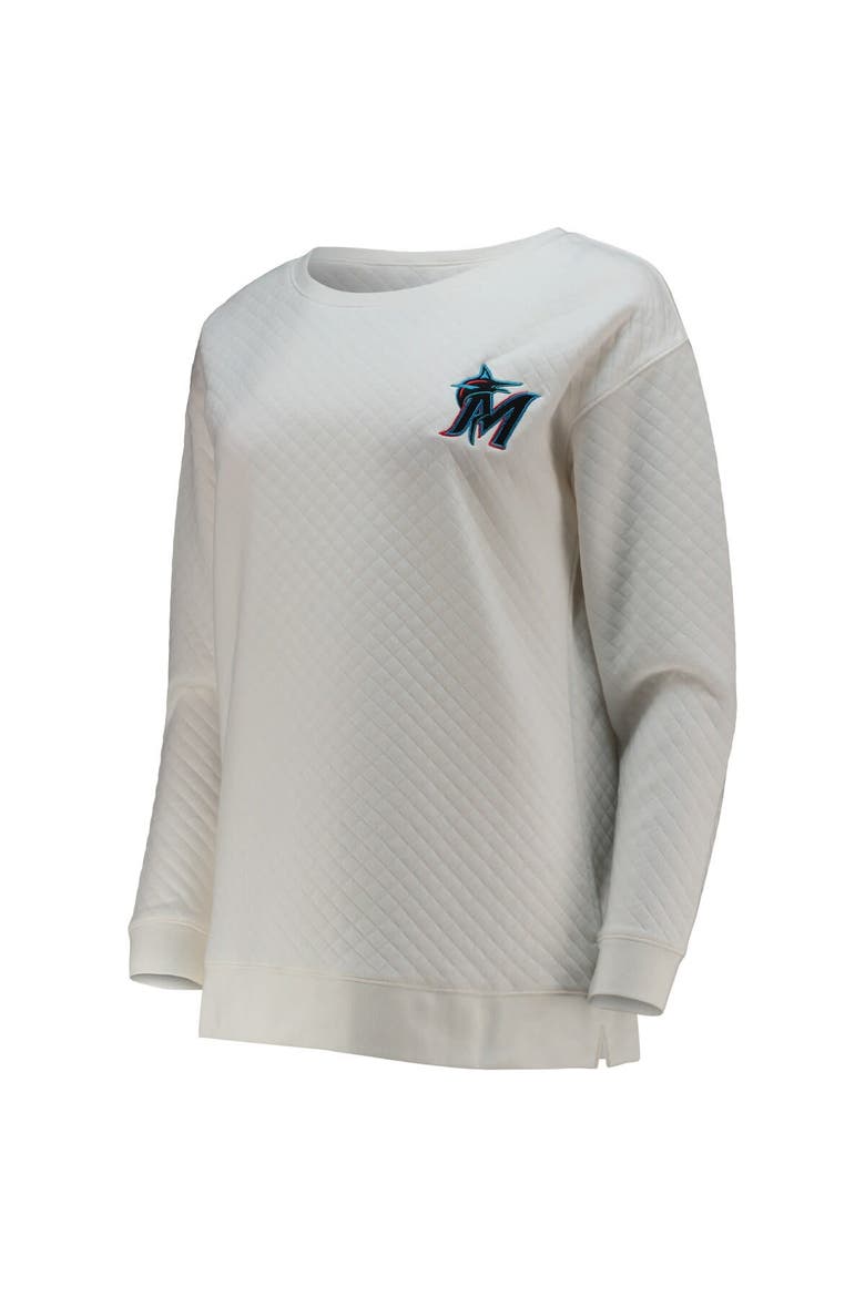 Women's Concepts Sport White/Cream Miami Marlins Quilted Pullover Sweatshirt, Alternate, color, White