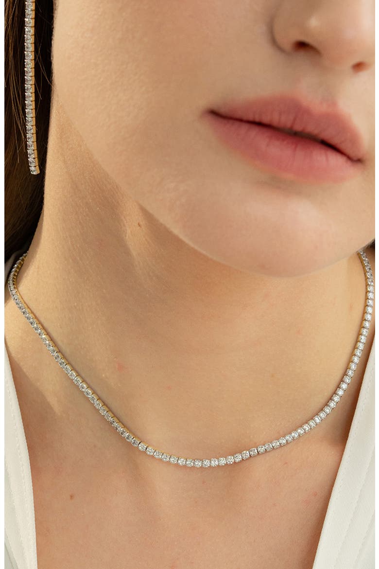 Sterling Silver 18k Gold Plated Cherie Tennis Bracelet, Necklace & Drop Earrings Set, Alternate, color, Gold