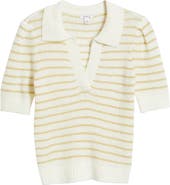 Pistola Billy Stripe Short Sleeve Johnny Collar Sweater