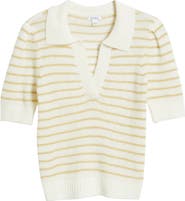 Pistola Billy Stripe Short Sleeve Johnny Collar Sweater