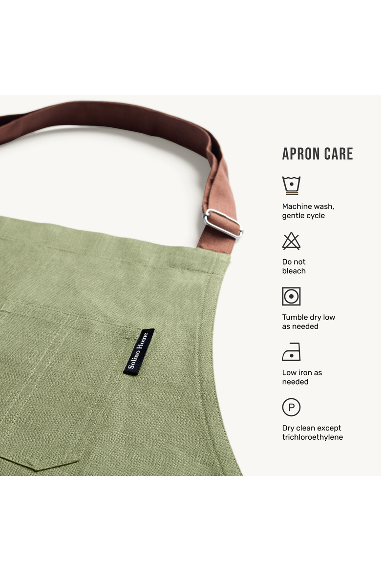 Everyday Linen Apron, Alternate, color, Desert Green / Brown