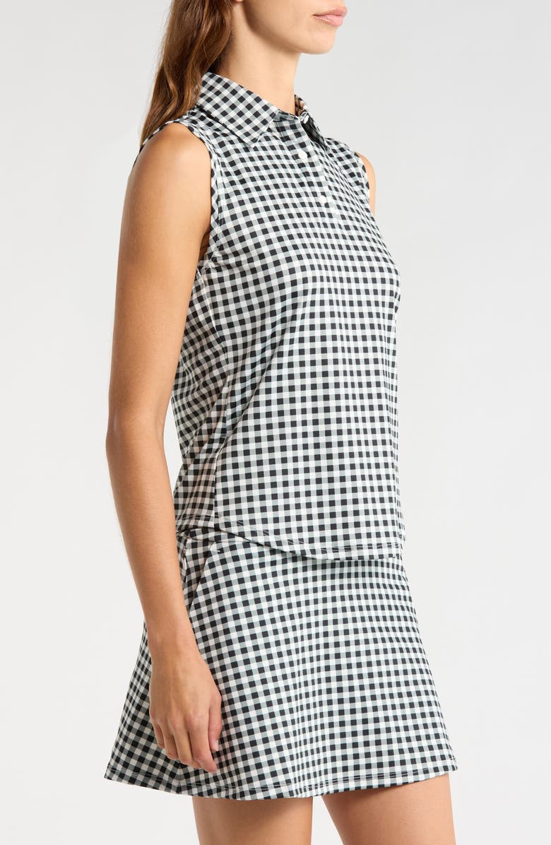 Rhone Court Gingham Sleeveless Polo, Alternate, color, Black Gingham
