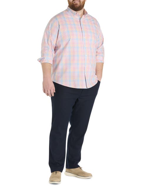 Oak Hill By Dxl Big & Tall Plaid Tech Sport Shirt In Pink Multi