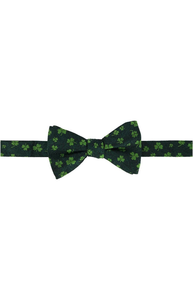 Trafalgar Green Shamrock Novelty Silk Bow Tie, Main, color, Green