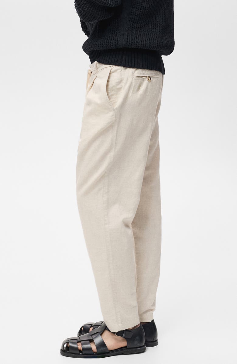 MANGO Slim Fit Linen & Cotton Drawstring Pants, Alternate, color, Ecru