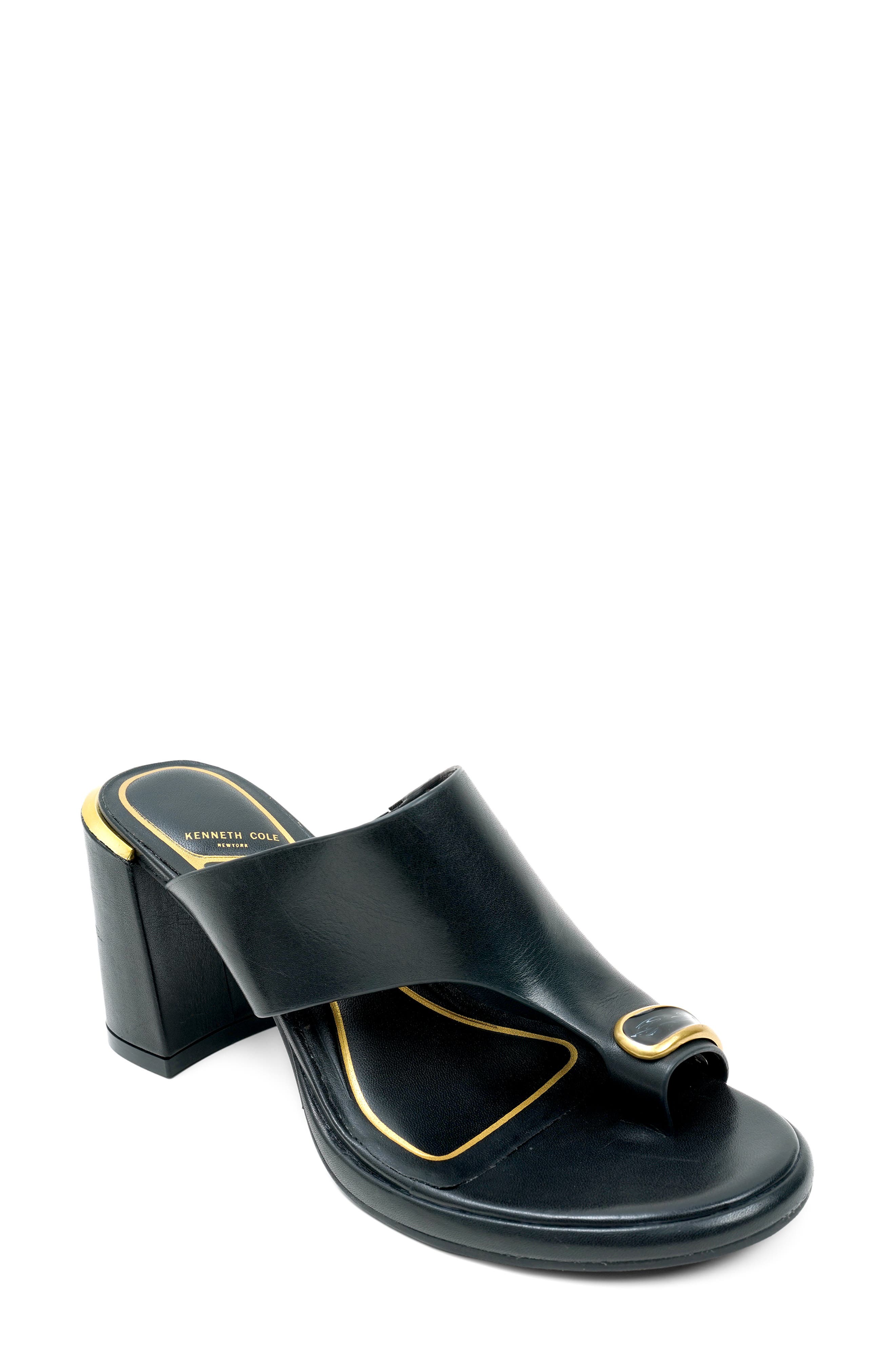 Kenneth Cole Syndika Platform Slide Sandal, Main, color, Black Leather