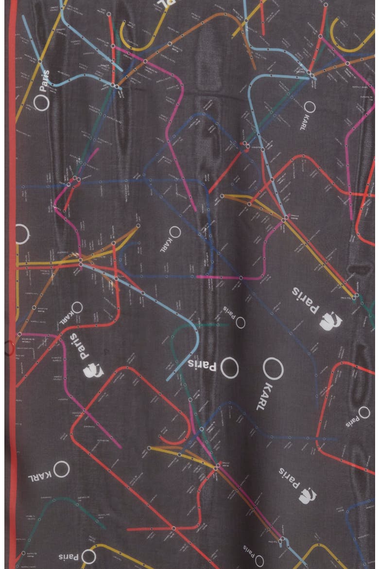 Paris Map Chiffon Scarf, Alternate, color, BLACK
