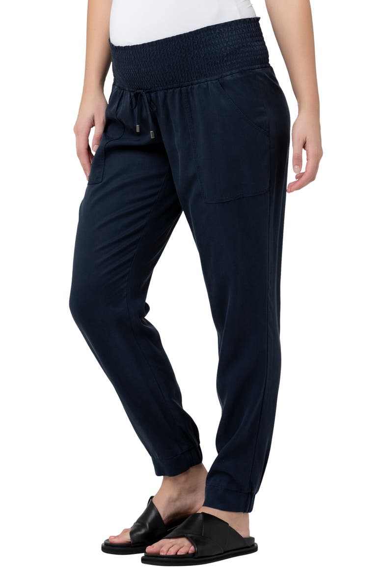 Ripe Maternity Tencel Off Duty Cargo Maternity Pant, Alternate, color, Navy
