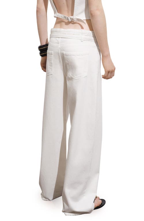 Mango Double Belt Balloon Jeans In White