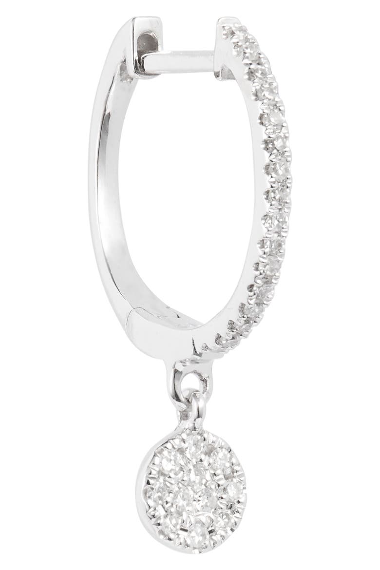 Diamond Disc Drop Huggie Hoop Earrings, Alternate, color, SILVER