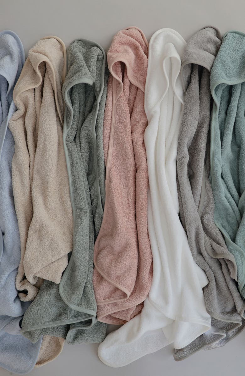 Mushie Hooded Organic Cotton Towel, Alternate, color, Pearl