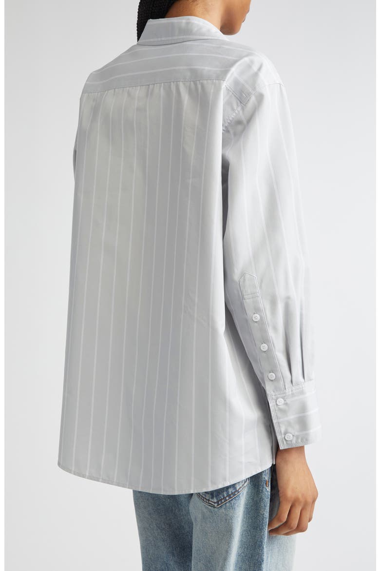 Addy Stripe Cotton & Silk Button-Up Shirt, Alternate, color, GREY MULTI