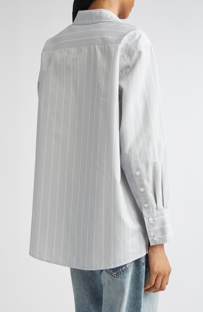 Proenza Schouler Addy Stripe Cotton & Silk Button-Up Shirt, Alternate, color, Grey Multi