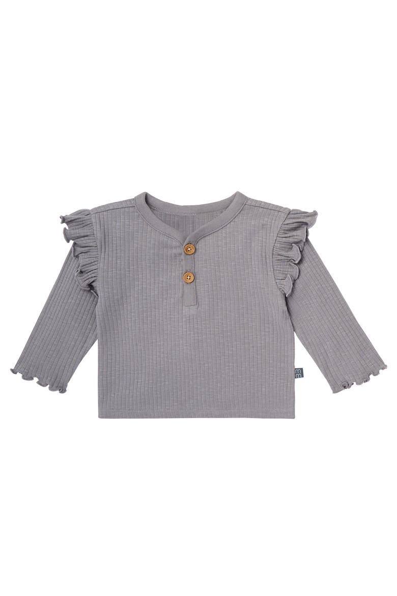 Henley Ruffle Tops with Pants Set, Alternate, color, Gray