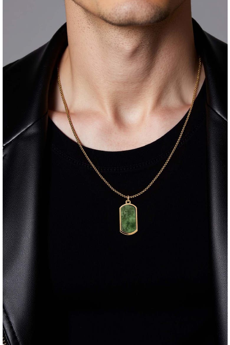 Men's Dog Tag Necklace, Alternate, color, GREEN