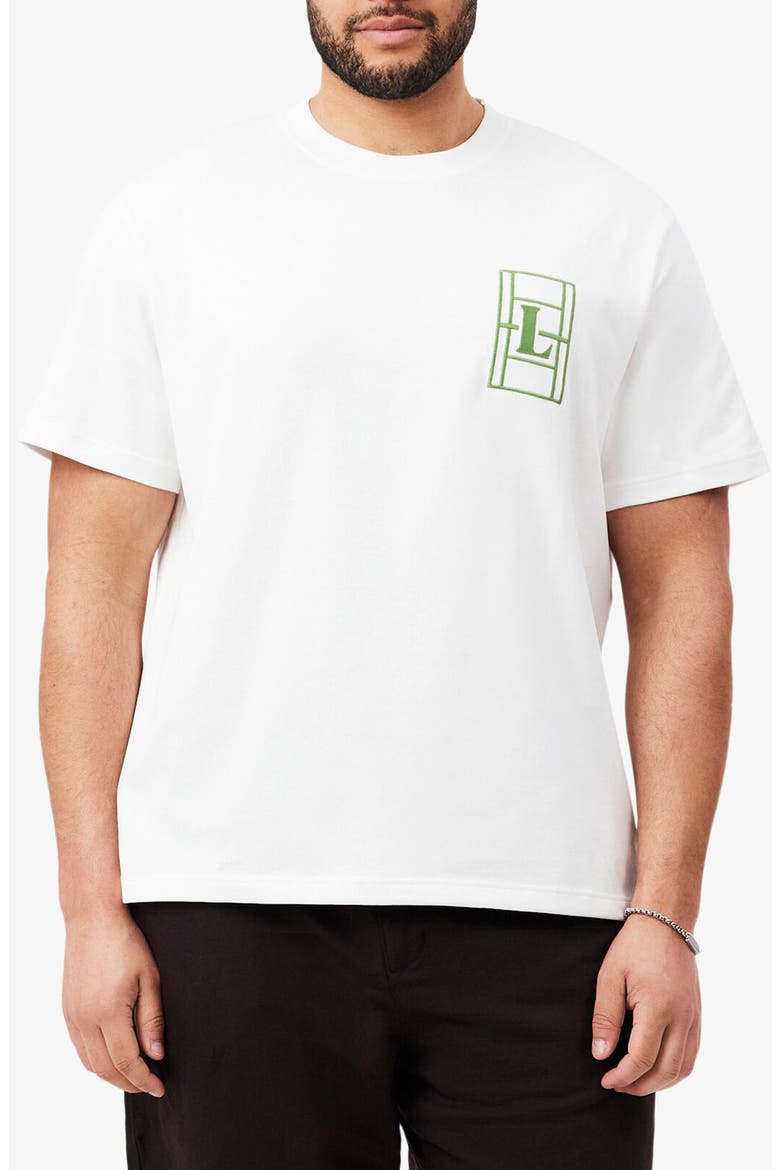 Embroidered Court Logo Cotton T-Shirt, Main, color, WHITE
