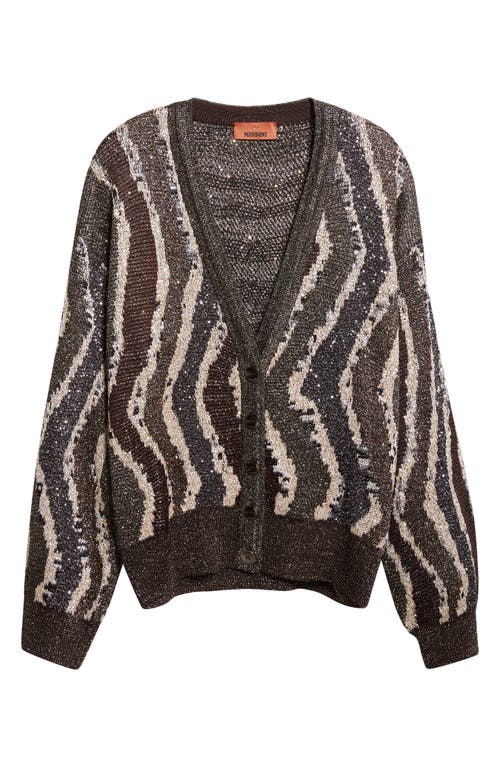 Missoni Stripe Metallic Cardigan In Gray