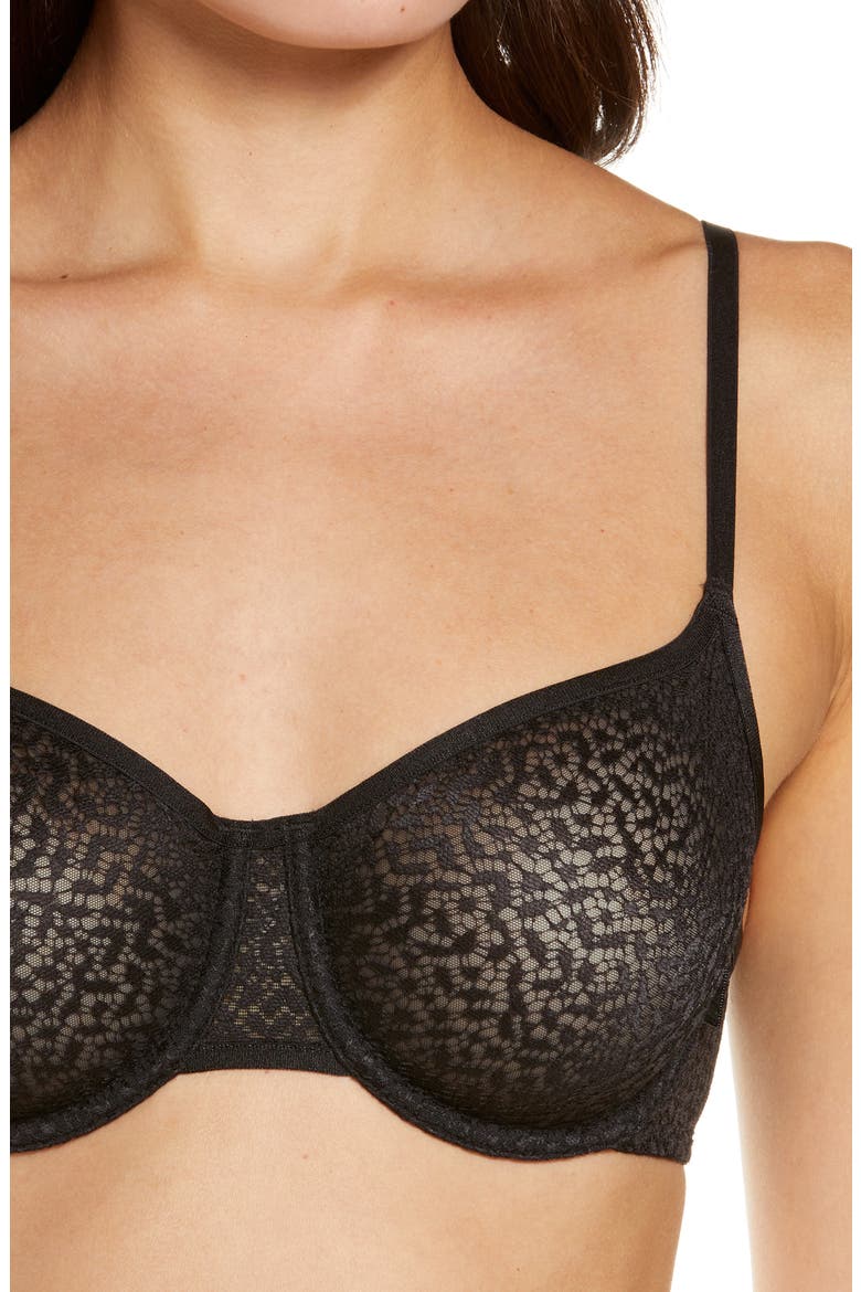 Modern Lace Unlined Demi Bra, Alternate, color, BLACK