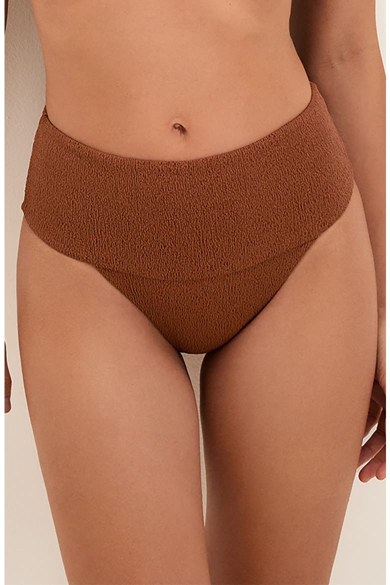 Firenze Jessica High Waist Swim Bottoms, Main, color, BROWN