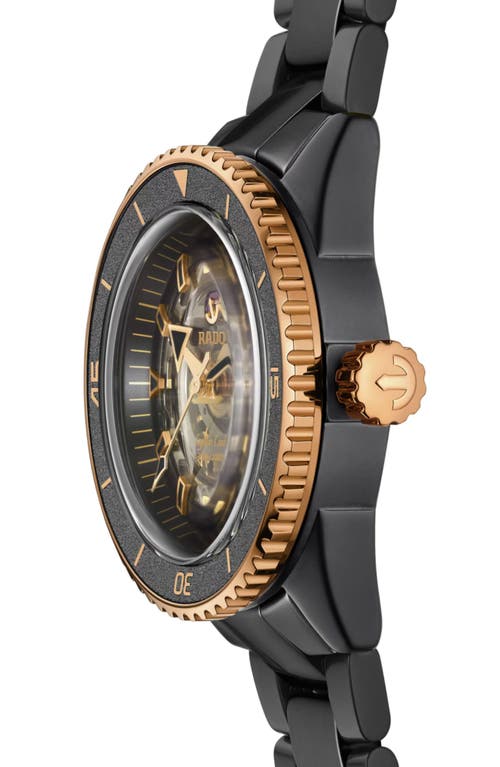 Rado Captain Cook High Tech Ceramic Skeleton Bracelet Watch, 43mm In Black