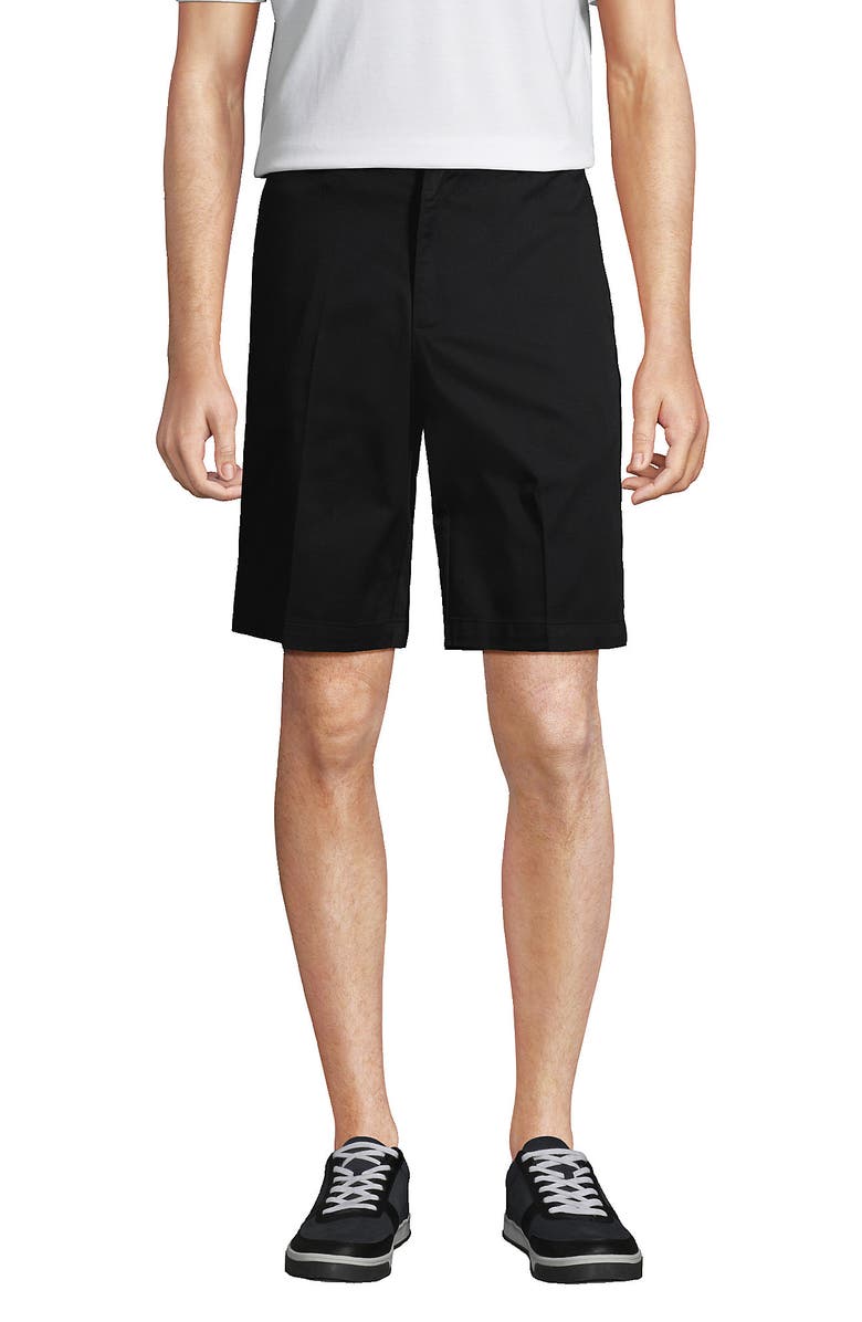 Lands' End School Uniform Young  Plain Front Blend Chino Shorts, Main, color, Black