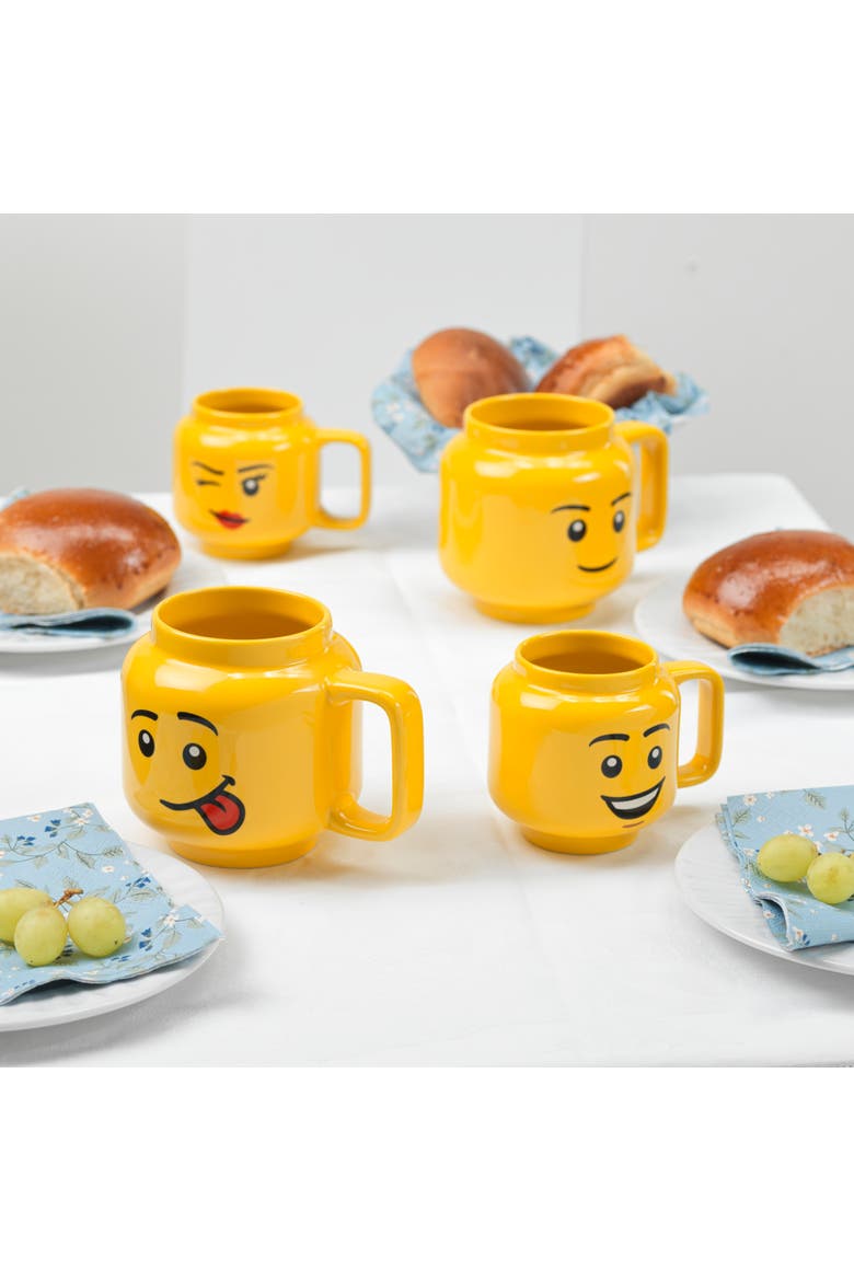 Classic Yellow Minifigures Winking Girl Ceramic Mug, 8.6oz, Alternate, color, Yellow