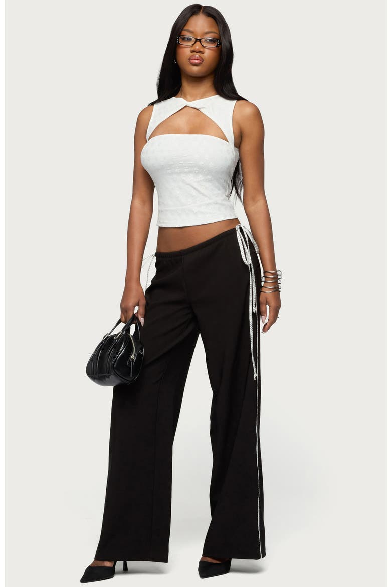 Mikah Contrast Stripe Wide Leg Pants, Alternate, color, BLACK
